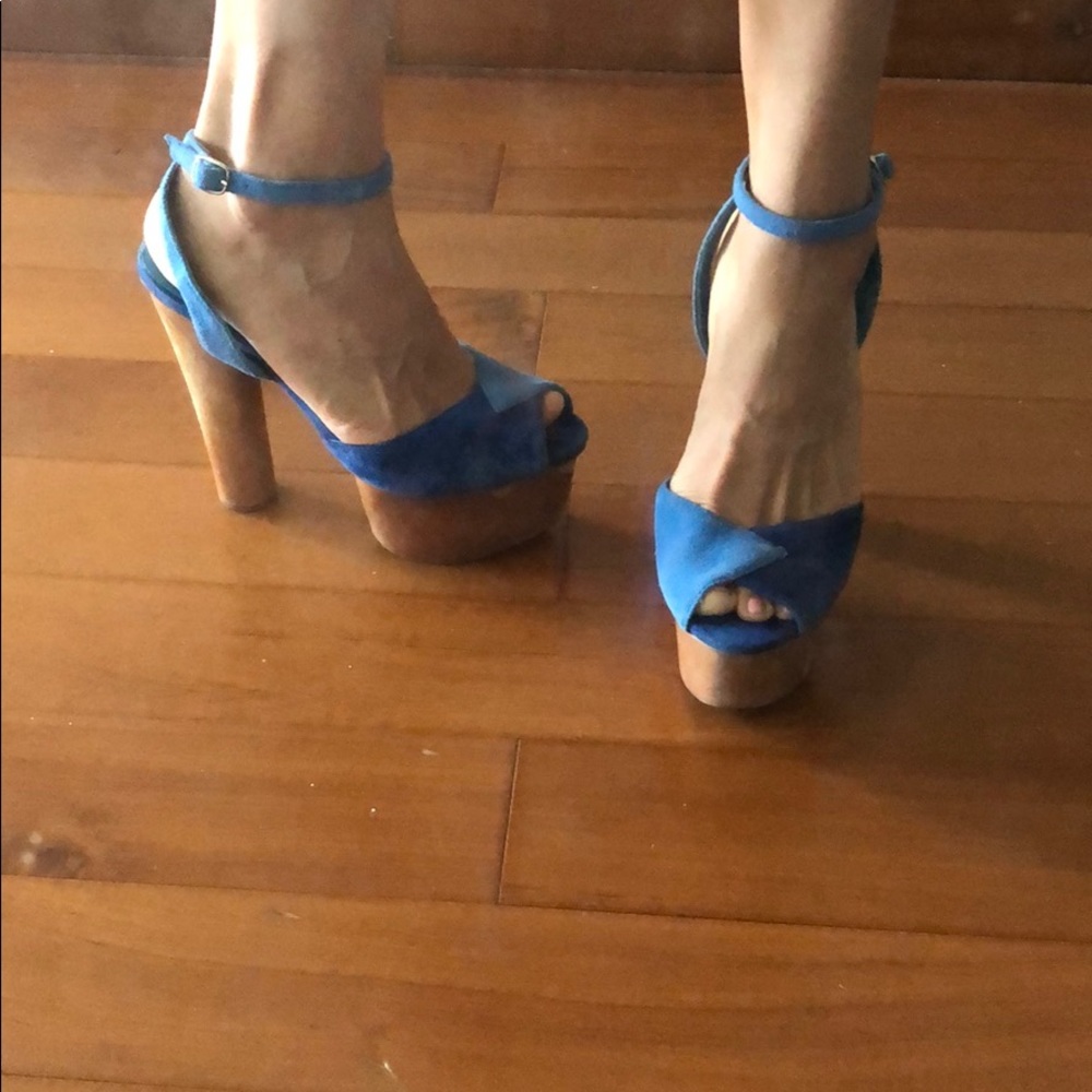 Jeffrey Campbell Sz8 turquoise/blue suede platform